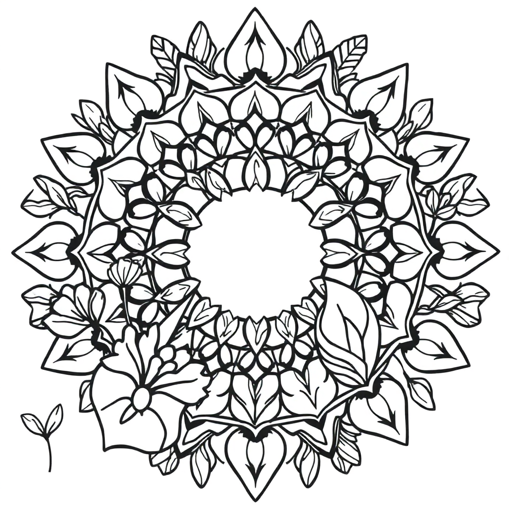 Wild Zen Garden Mandala Coloring Page
