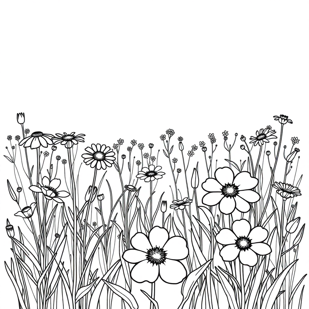 Wildflower Field Coloring Page