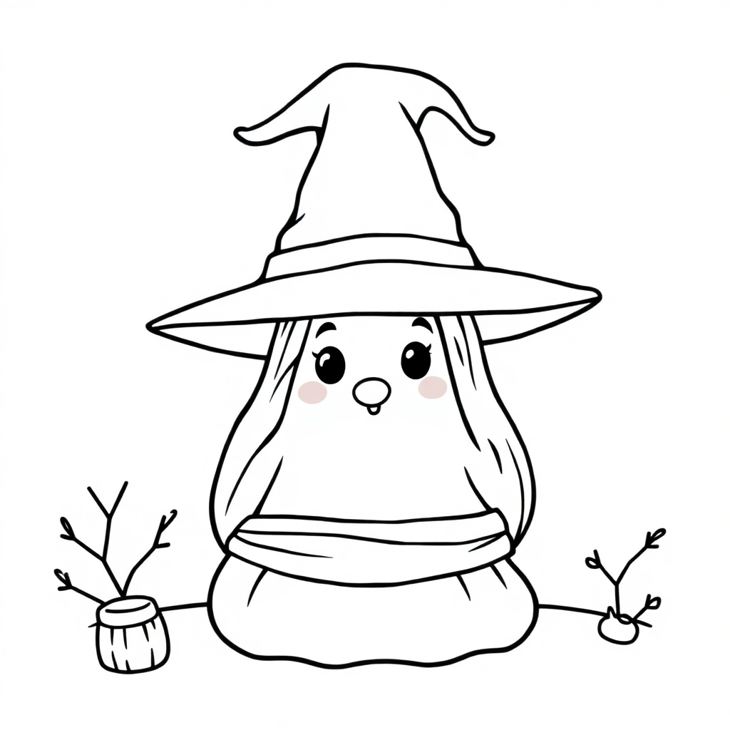 Witch Hat In Winter Coloring Page