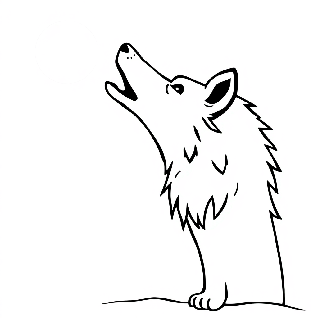 Wolf Howling At Moon Coloring Page