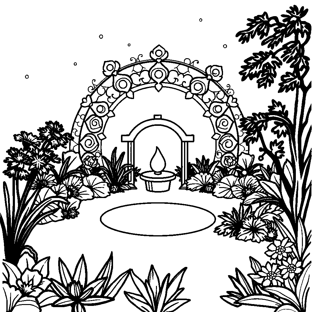 Zen Garden Mandala At Night Coloring Page