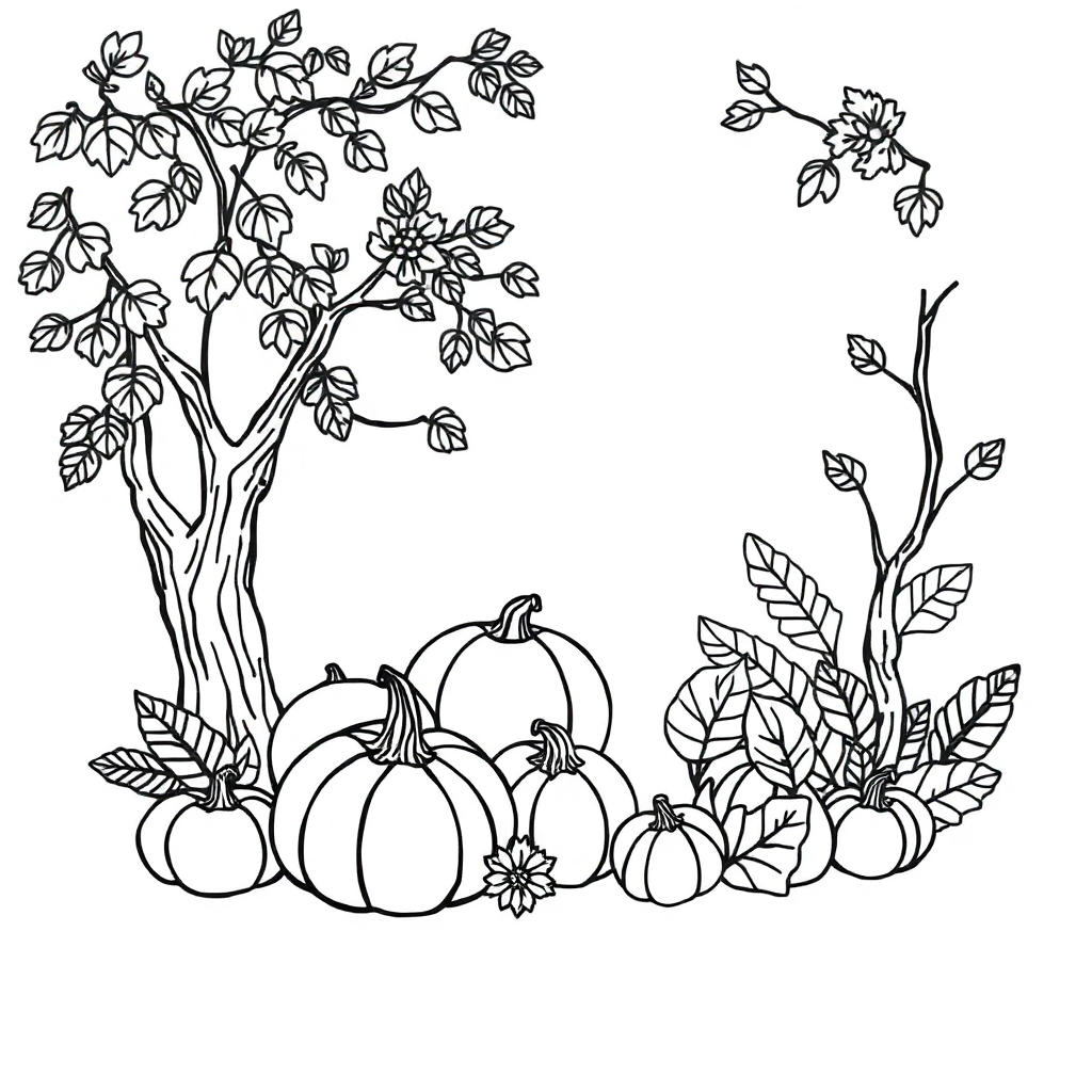 Zentangle Style Autumn Harvest Coloring Page