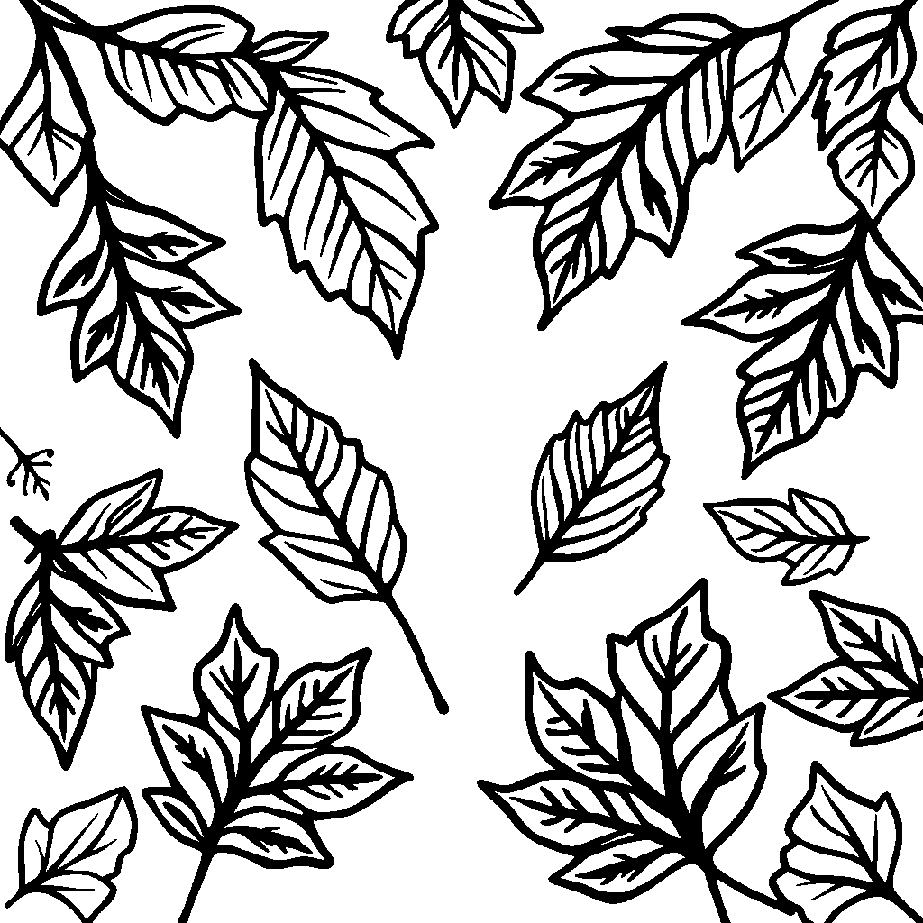 Zentangle Style Autumn Leaves Coloring Page