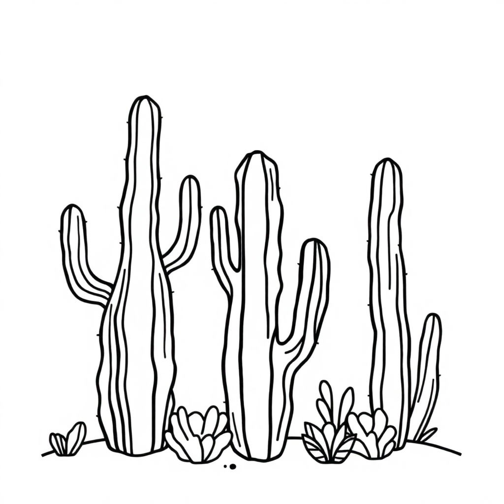 Zentangle Style Cactus Desert Coloring Page