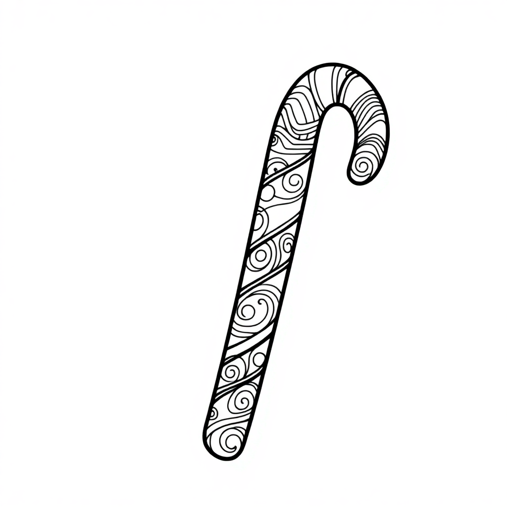 Zentangle Style Candy Cane Coloring Page