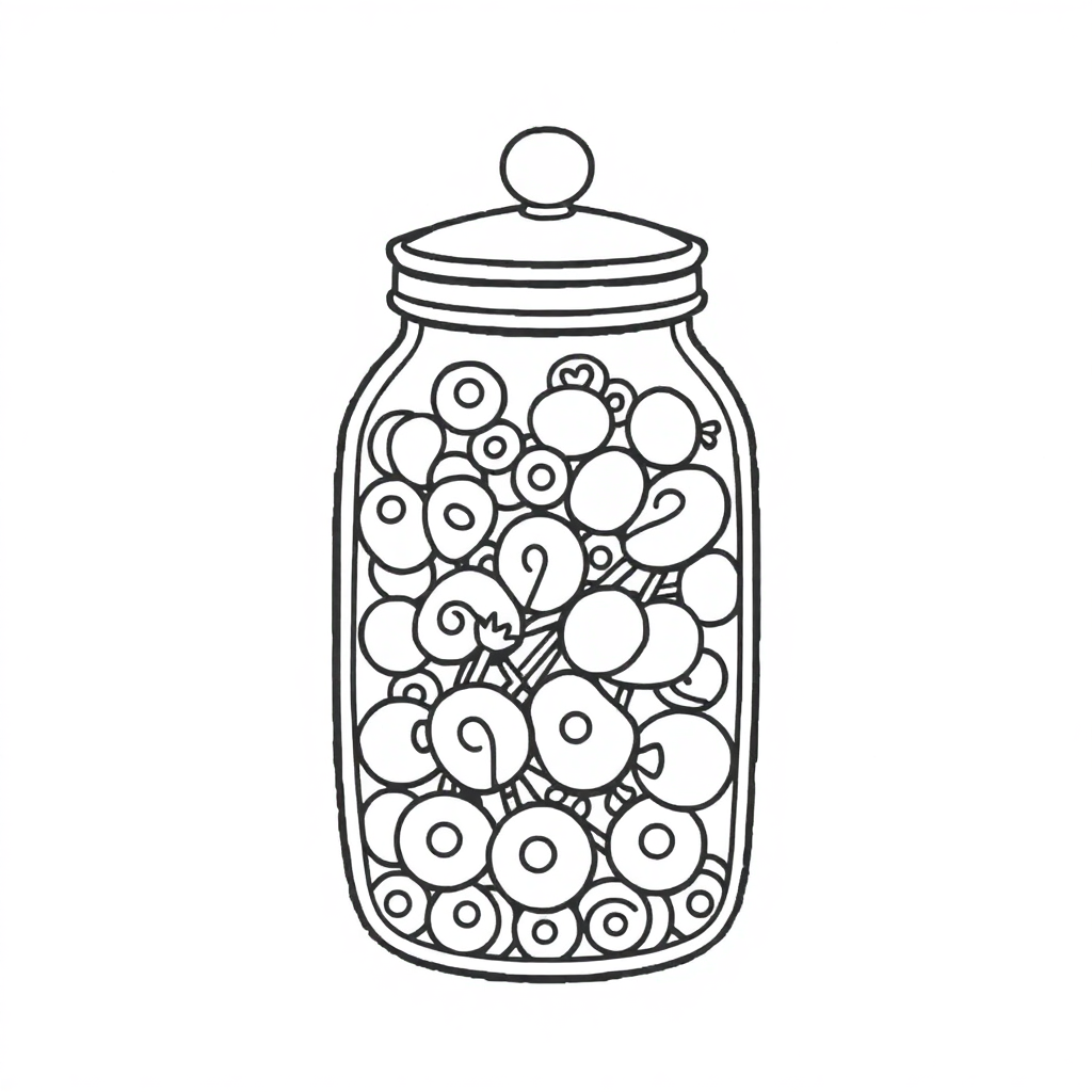 Zentangle Style Candy Jar Coloring Page
