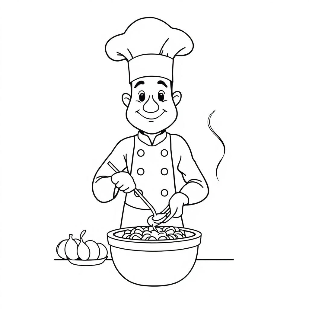 Zentangle Style Chef Cooking Coloring Page