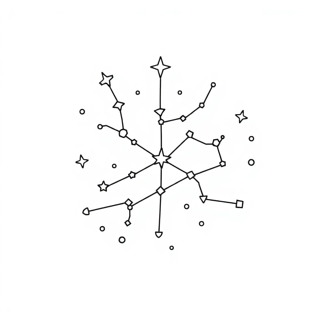 Zentangle Style Constellation Pattern Coloring Page