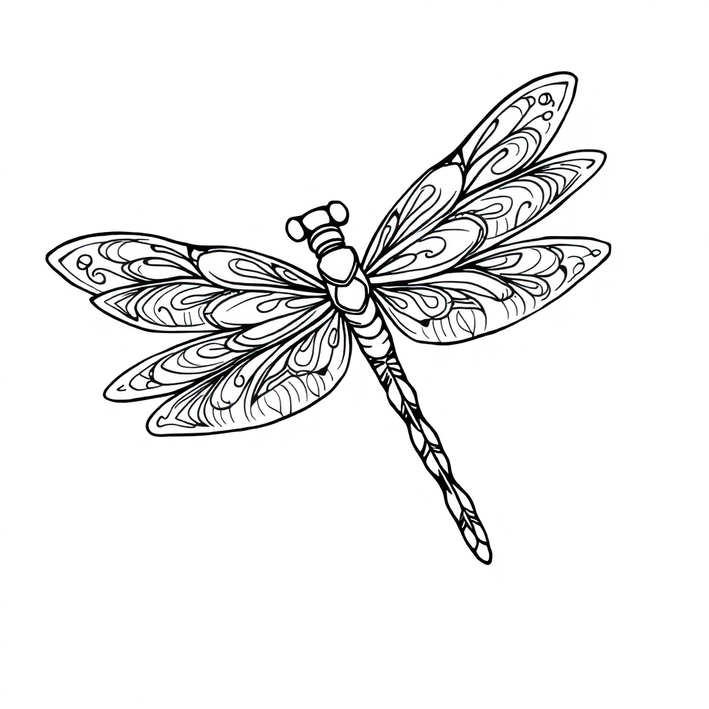 Zentangle Style Dragonfly Coloring Page