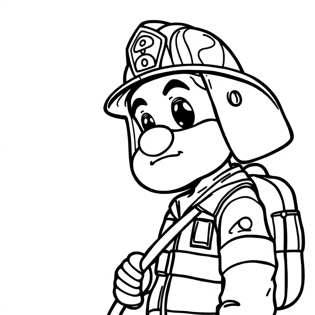 Zentangle Style Firefighter With Hose Coloring Page
