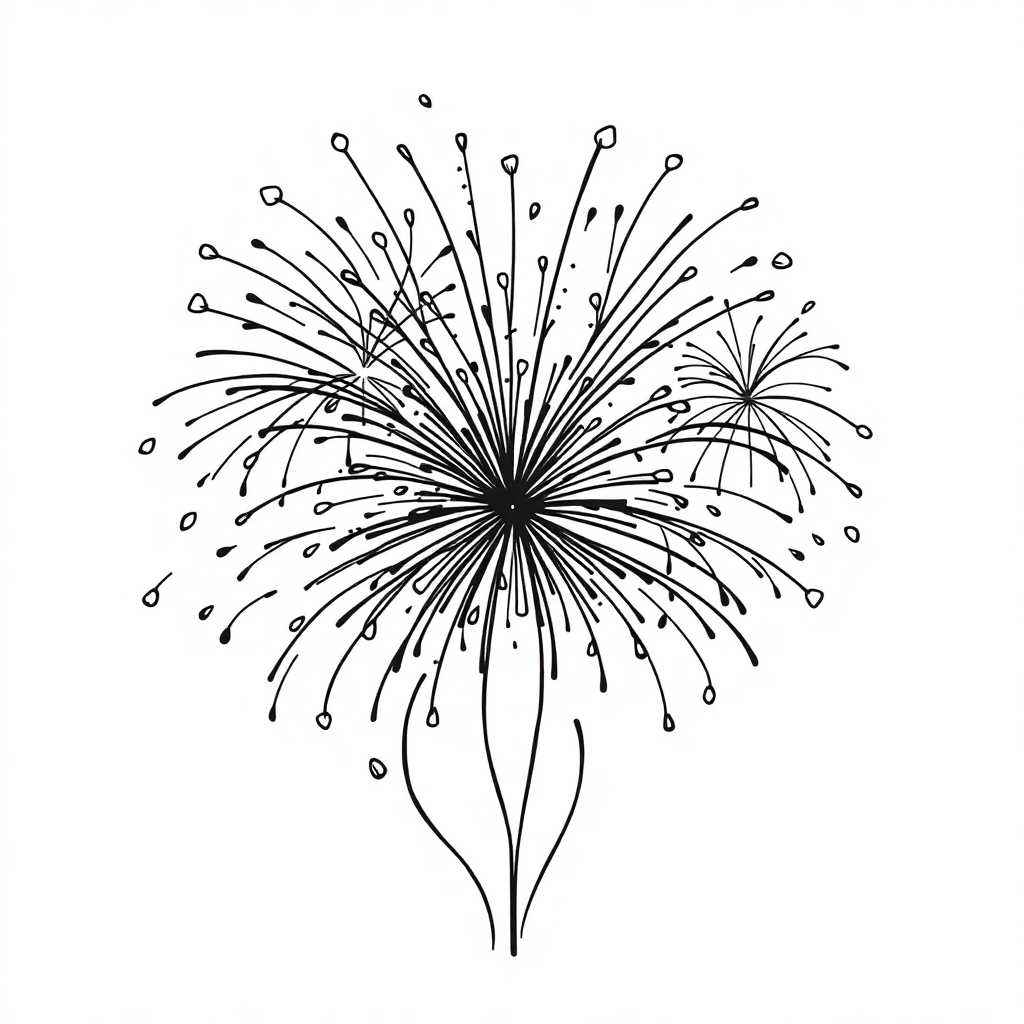 Zentangle Style Fireworks Celebration Coloring Page