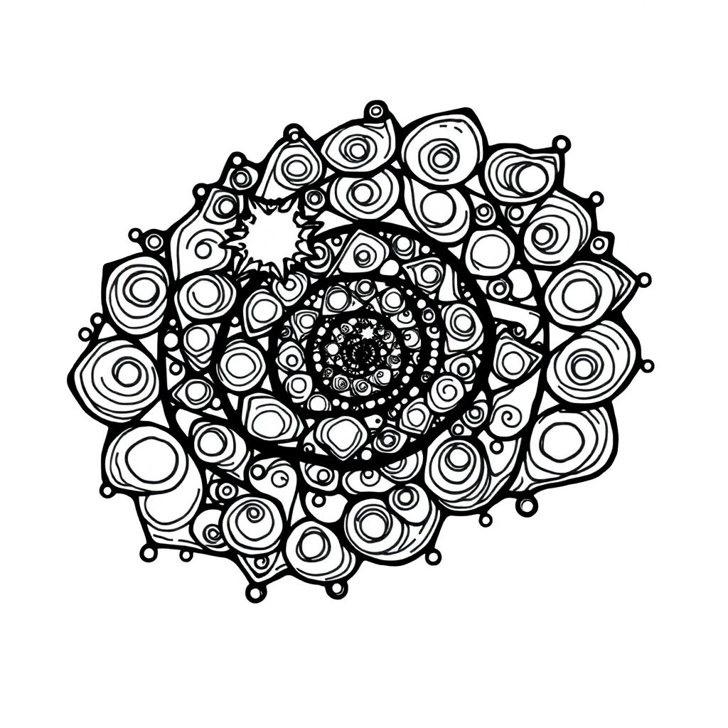 Zentangle Style Galaxy Spiral Coloring Page