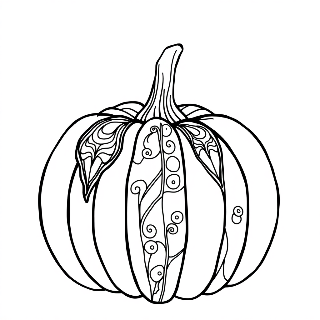 Zentangle Style Halloween Pumpkin Coloring Page