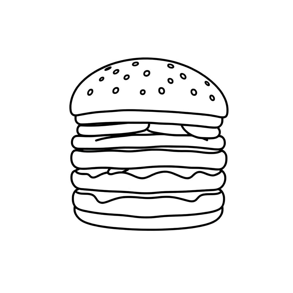 Zentangle Style Hamburger Coloring Page