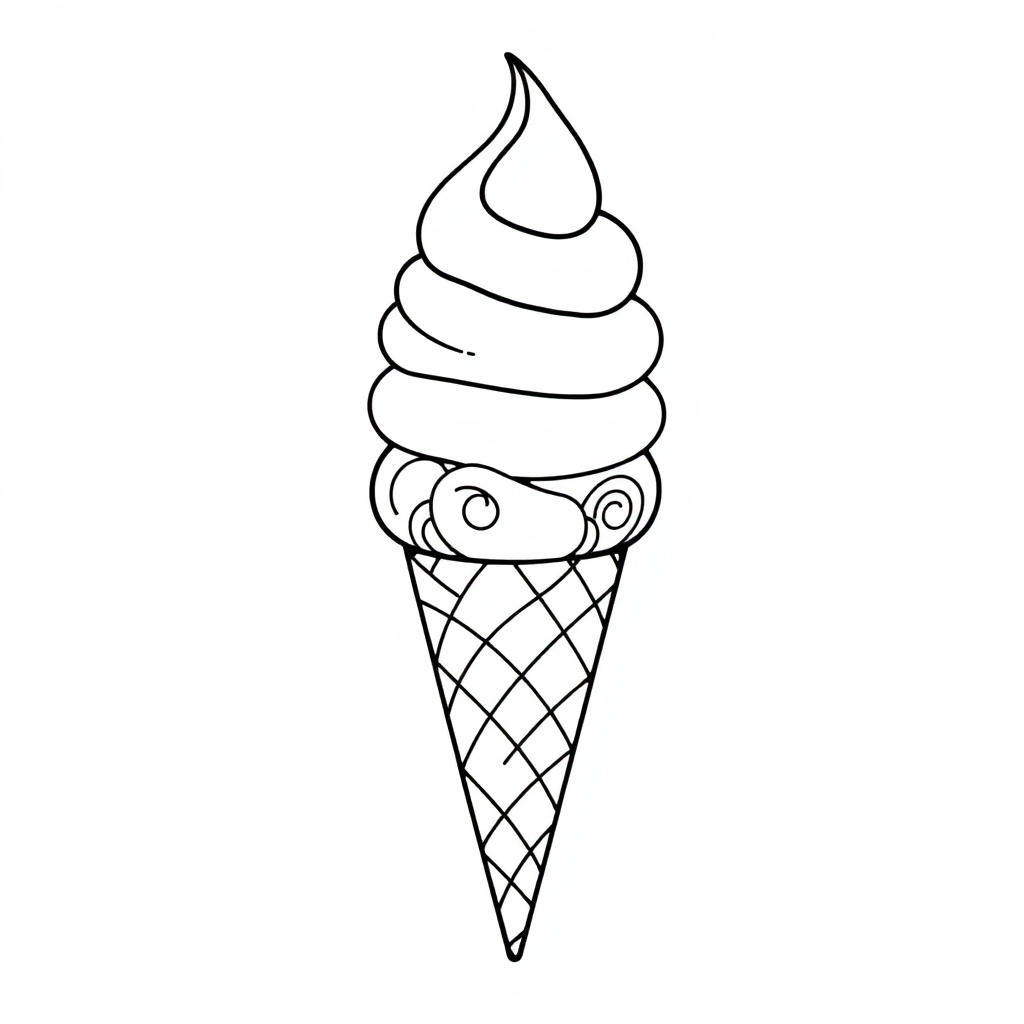 Zentangle Style Ice Cream Cone Coloring Page