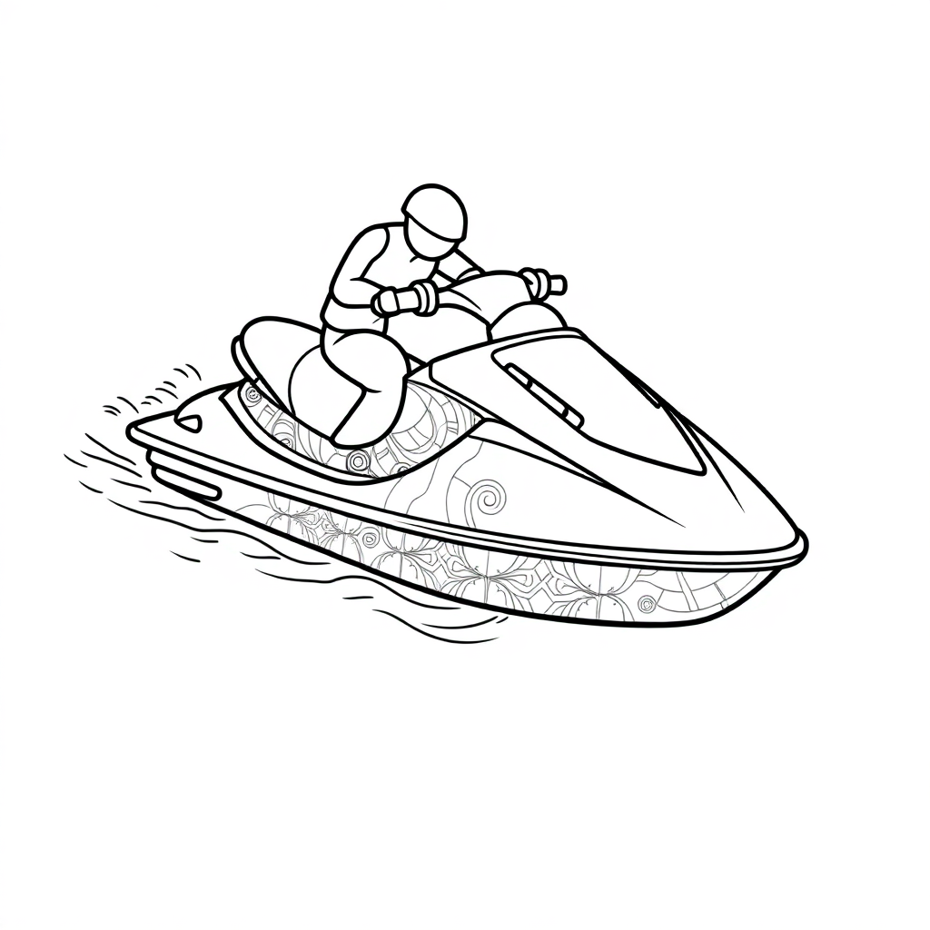 Zentangle Style Jet Ski Coloring Page