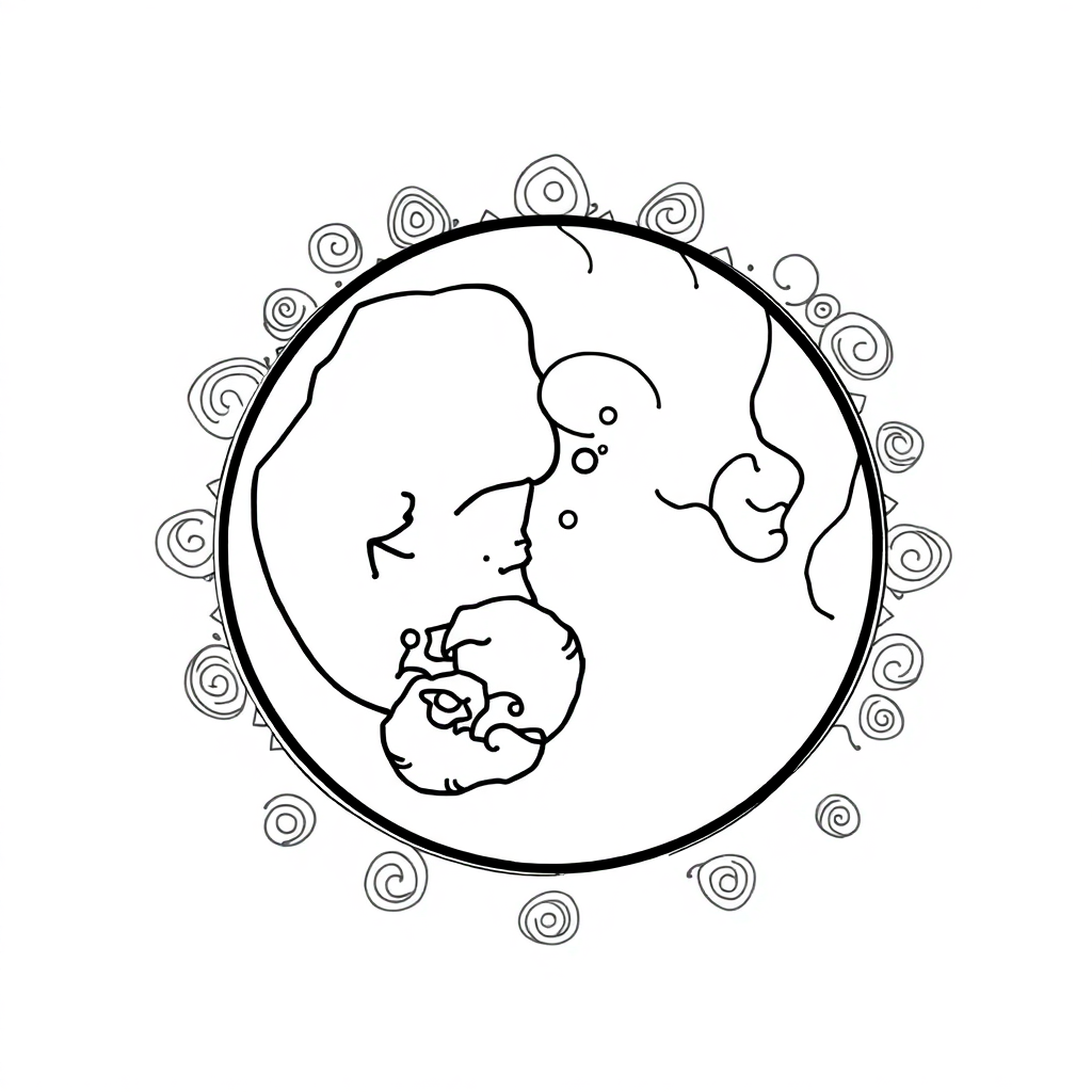 Zentangle Style Lunar Eclipse Coloring Page