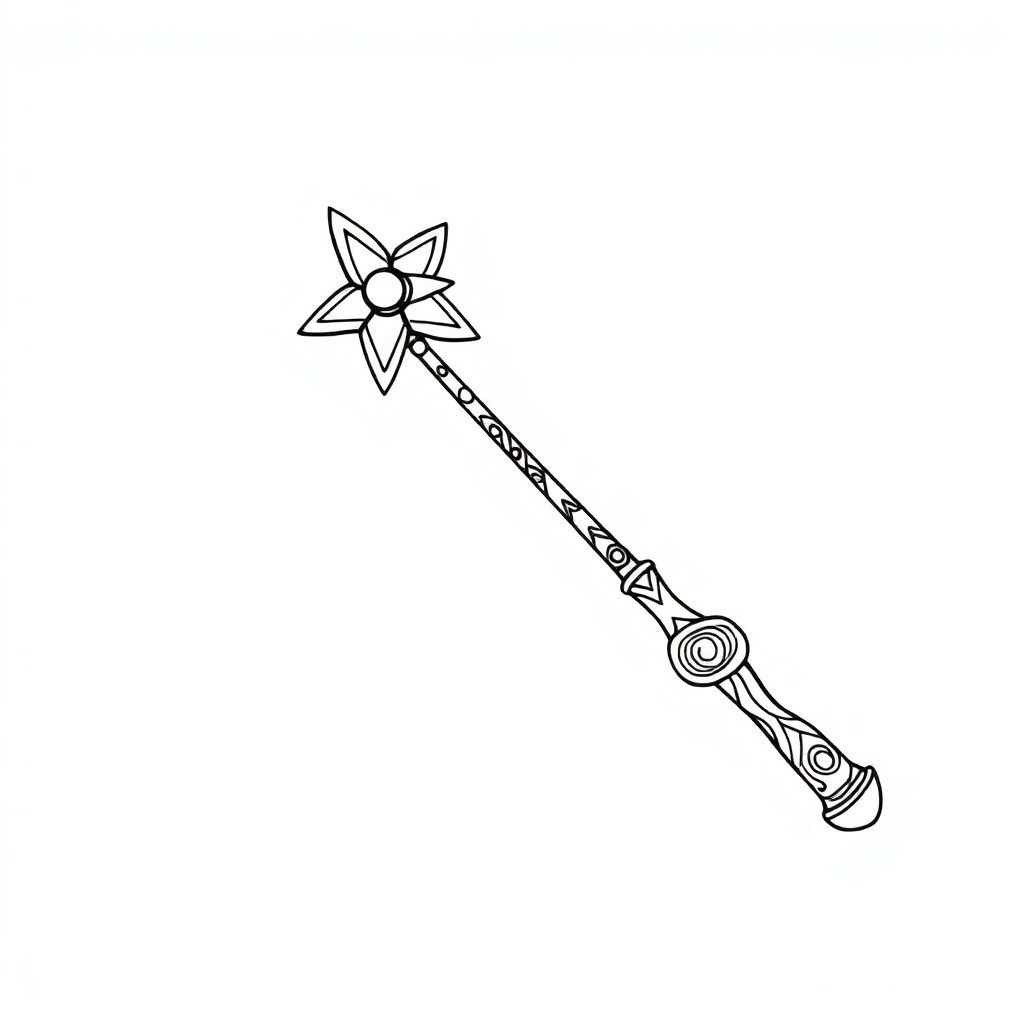 Zentangle Style Magic Wand Coloring Page