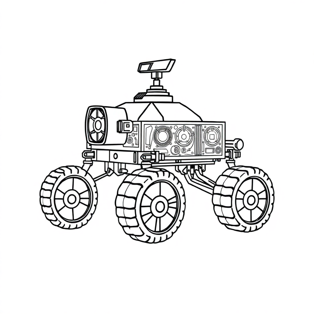 Printable Zentangle Style Mars Rover Coloring Page
