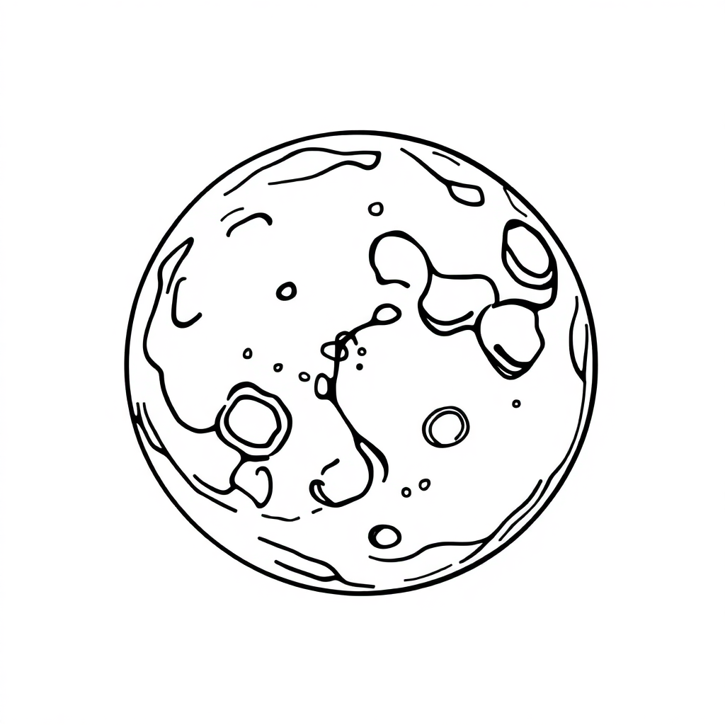 Zentangle Style Moon Surface With Craters Coloring Page