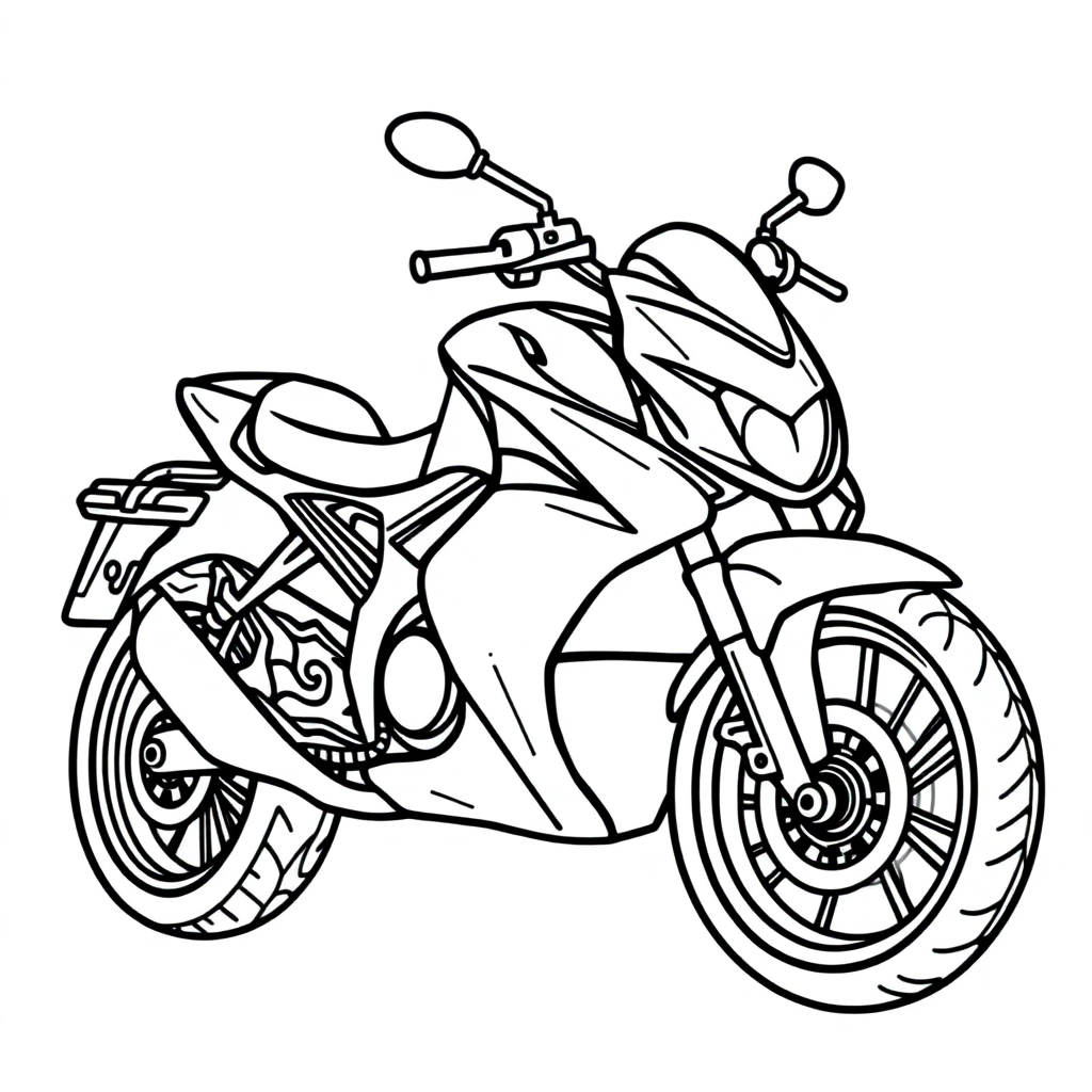Zentangle Style Motorcycle Coloring Page