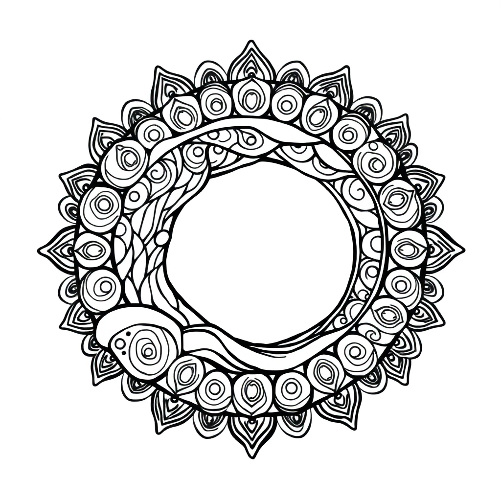 Zentangle Style Ocean Wave Mandala Coloring Page