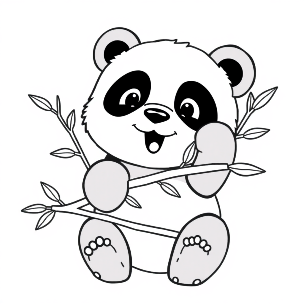 Zentangle Style Panda Eating Bamboo Coloring Page