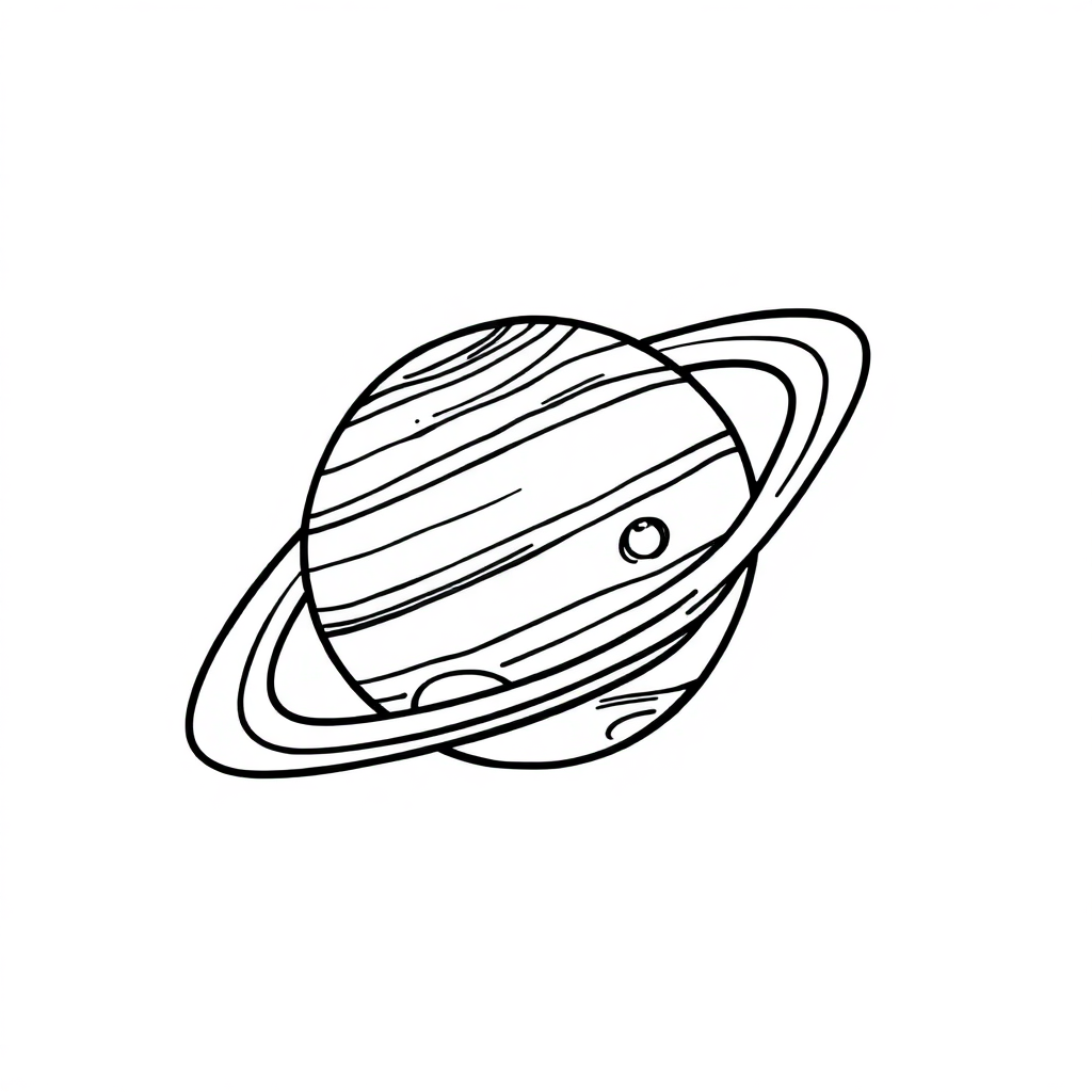 Zentangle Style Planet Saturn With Rings Coloring Page