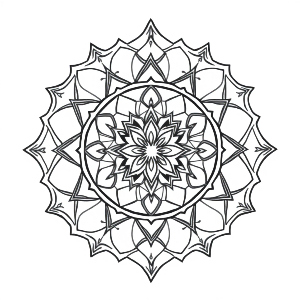 Zentangle Style Sacred Geometry Mandala Coloring Page