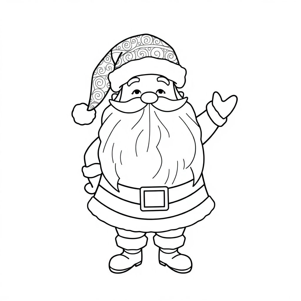 Zentangle Style Santa Claus Coloring Page