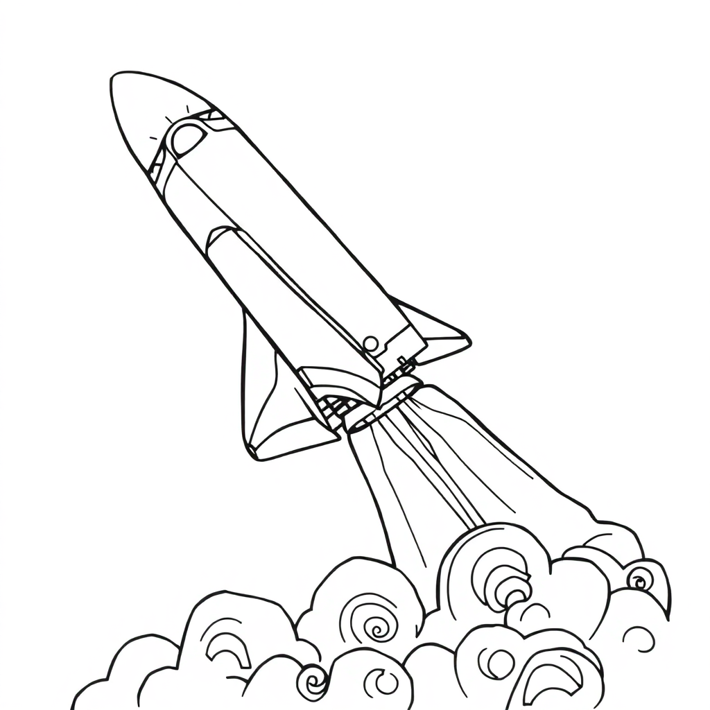 Zentangle Style Space Shuttle Launch Coloring Page