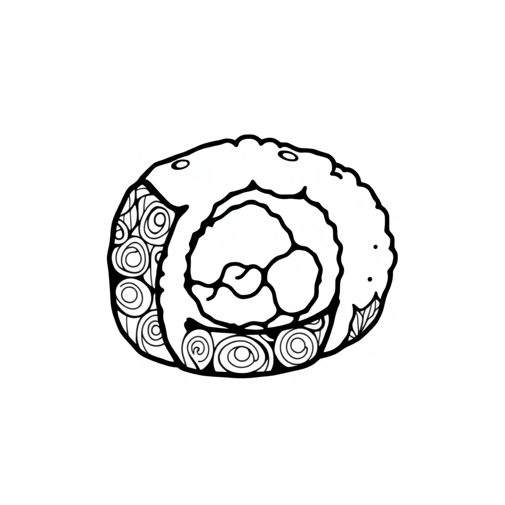 Zentangle Style Sushi Roll Coloring Page