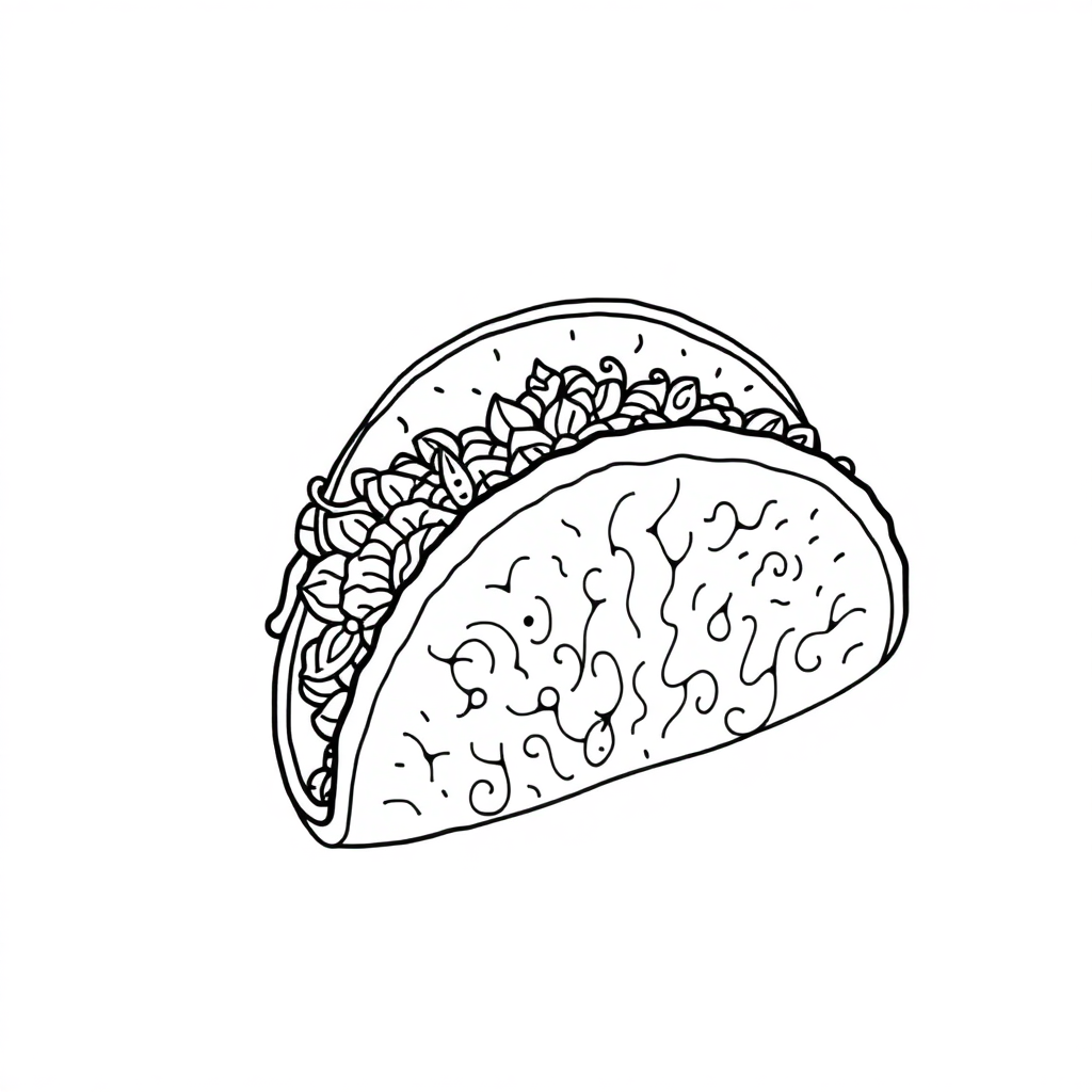 Zentangle Style Taco Coloring Page