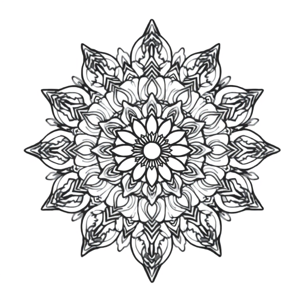 Zentangle Style Zen Garden Mandala Coloring Page