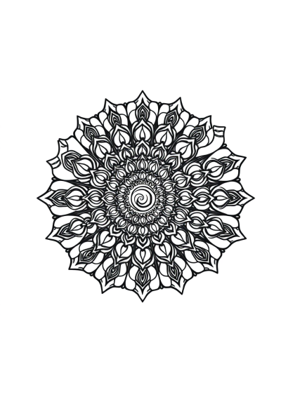 Abstract Spiral Mandala Underwater Coloring Page
