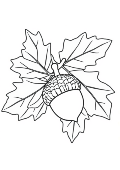 Acorn And Oak Leaves Coloring Page