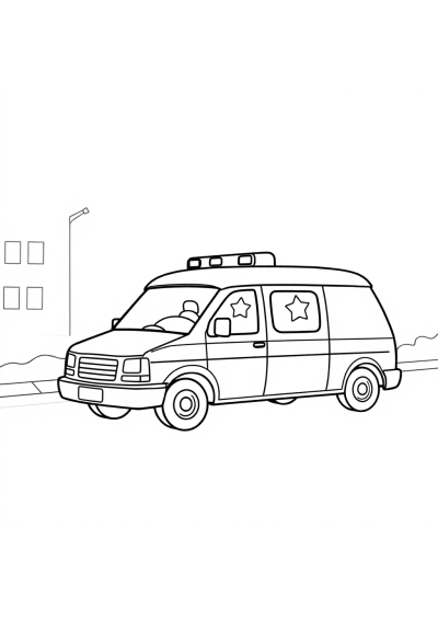 Ambulance At Night Coloring Page