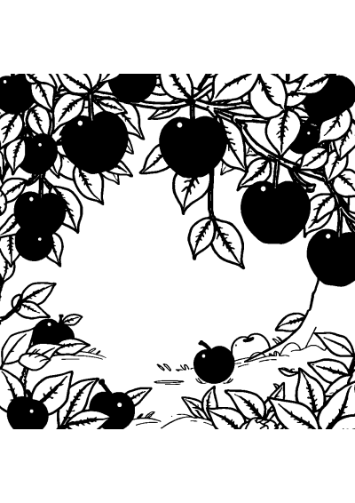 Apple And Fruits In Forest Coloring Page