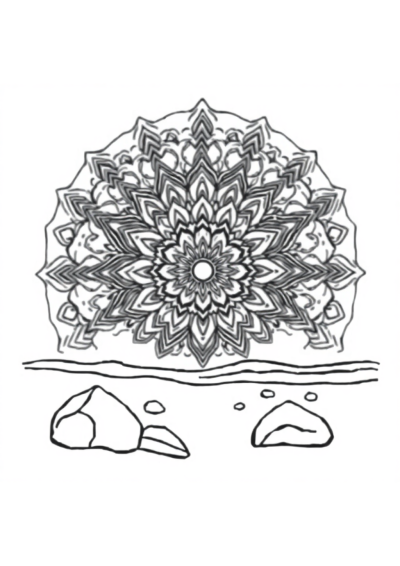 Art Nouveau Mandala On Beach Coloring Page