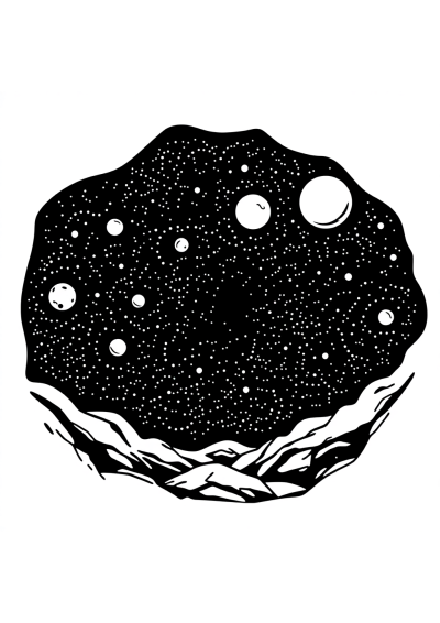 Asteroid Belt At Night Coloring Page