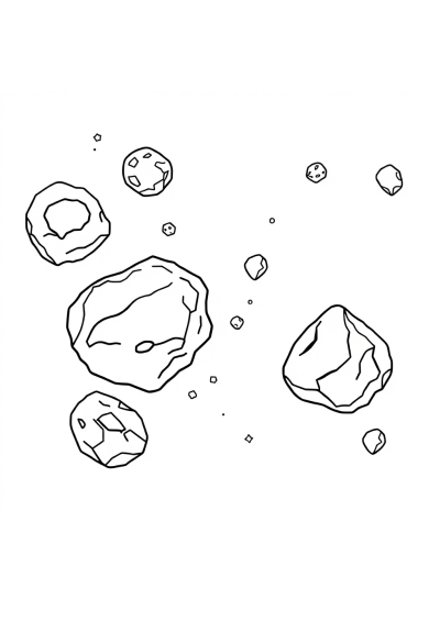 Asteroid Belt In Space Coloring Page