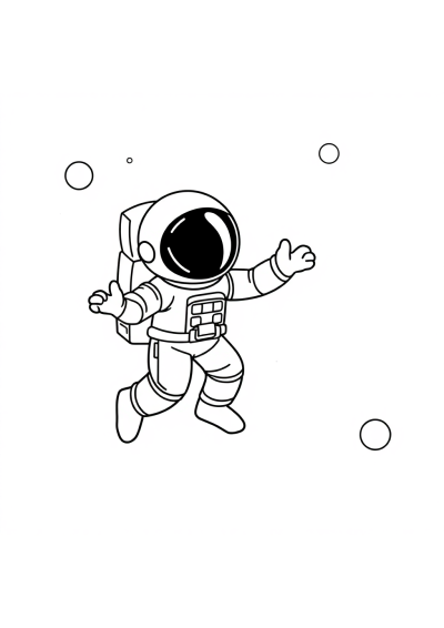 Astronaut Floating In Space At Night Coloring Page