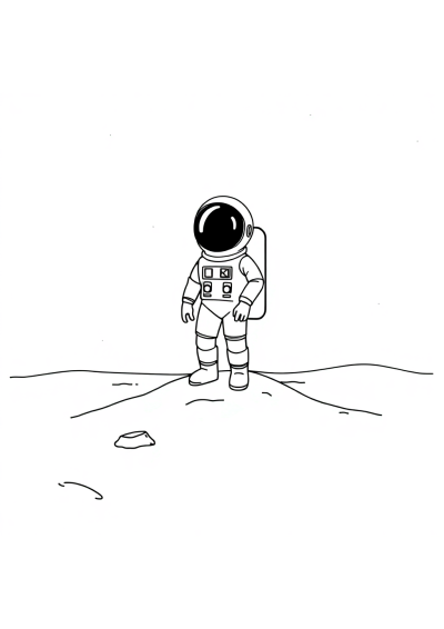 Astronaut On Moon On Beach Coloring Page