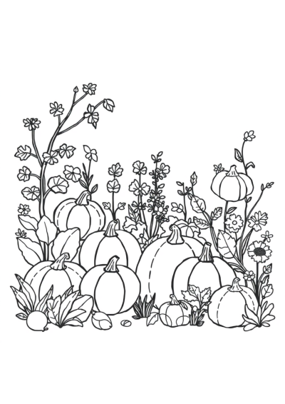 Autumn Harvest In Garden Coloring Page