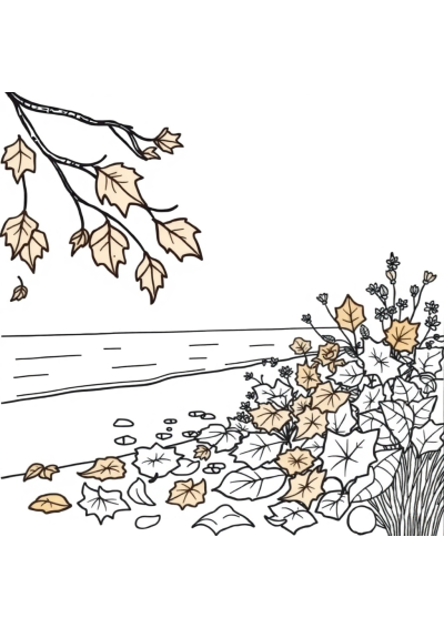 Autumn Leaves On Beach Coloring Page