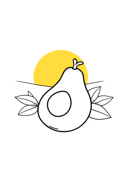 Avocado At Sunset Coloring Page