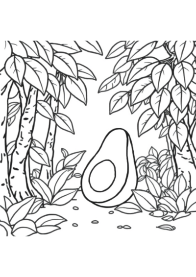 Avocado In Forest Coloring Page