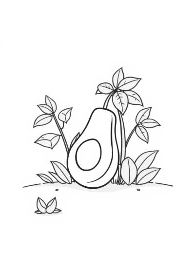 Avocado In Garden Coloring Page