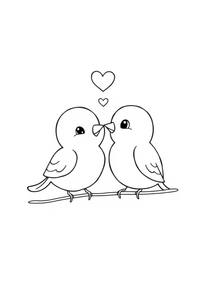 Baby Love Birds Coloring Page
