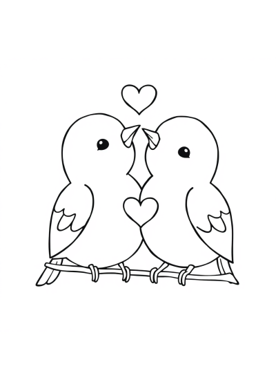 Printable Baby Love Birds Coloring Page